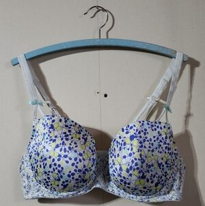 Déesse Intimates Vixen Balconet Blue Floral Lace Underwire Bra 40DD Convertible